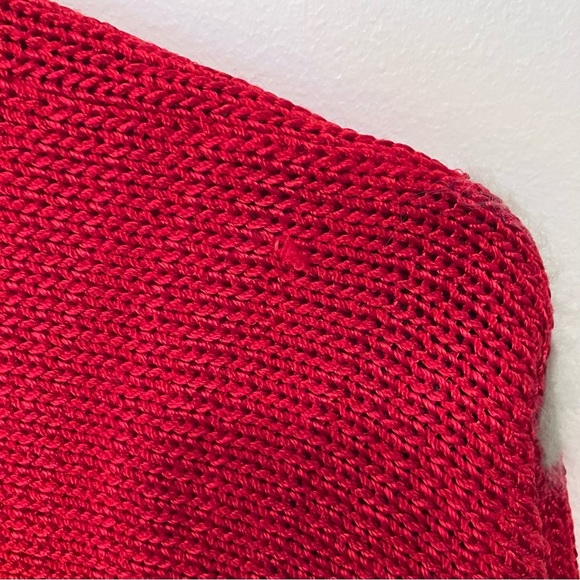 VTG 80s Style Red Women’s Sz. S  Puff Sleeve Sweater Fur Appliqué Stars Sequins - Picture 5 of 7